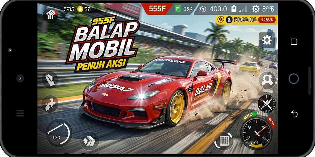 Tampilan gameplay Racing yang mendebarkan dalam 555F.