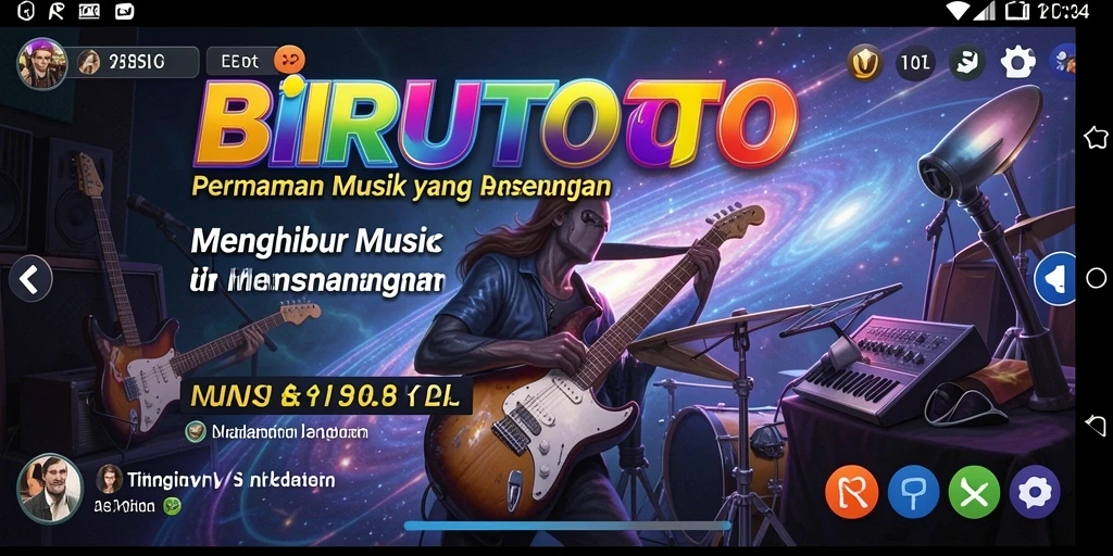 Tampilan gameplay BIRUTOTO dengan berbagai pilihan lagu musik.