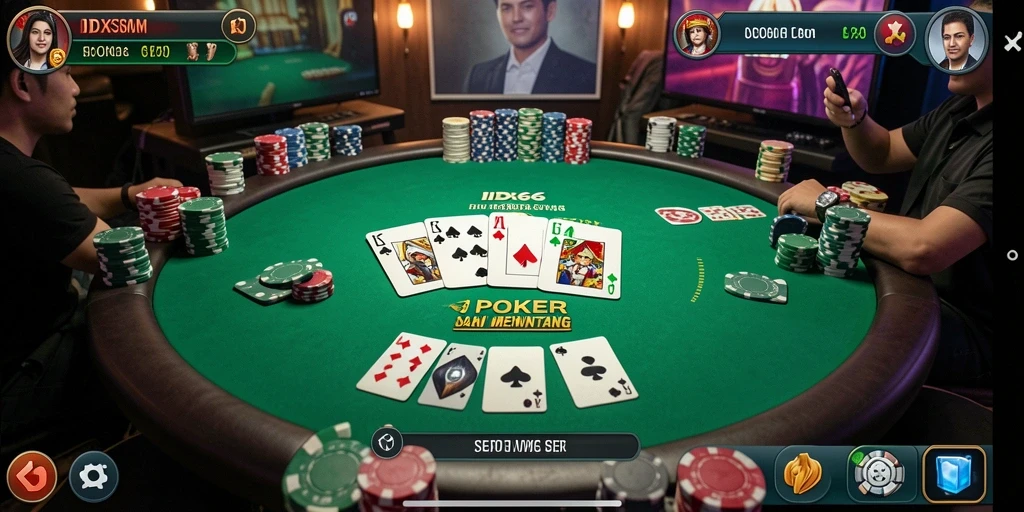 Tampilan gameplay penuh adrenalin di aplikasi poker IDX66.