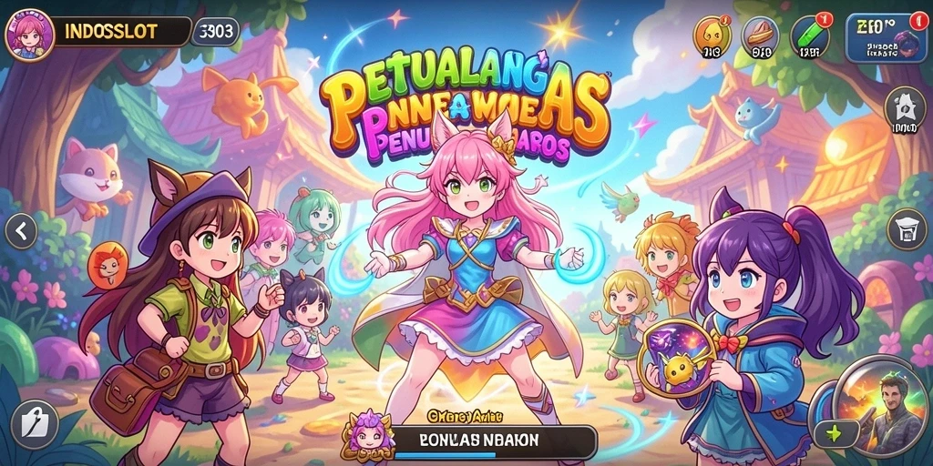 Screenshot gameplay <strong>INDOSLOT303</strong> menunjukkan aksi seru dan karakter Anime yang vibrant.