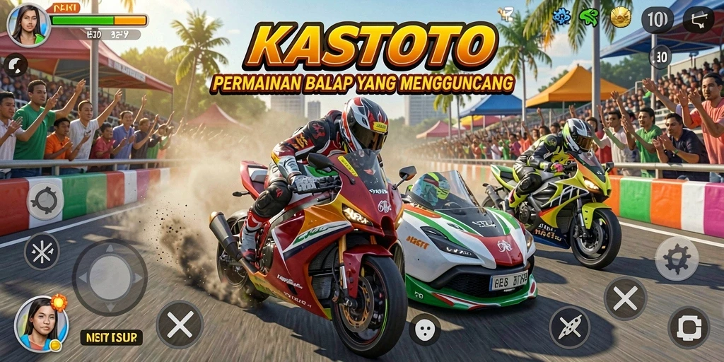 Tampilan gameplay balapan KASTOTO yang seru dan mendebarkan.