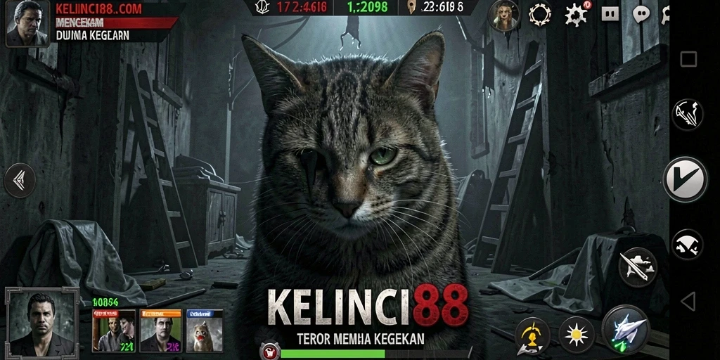 Screenshot gameplay menegangkan KELINCI88 dengan suasana horror yang mencekam.