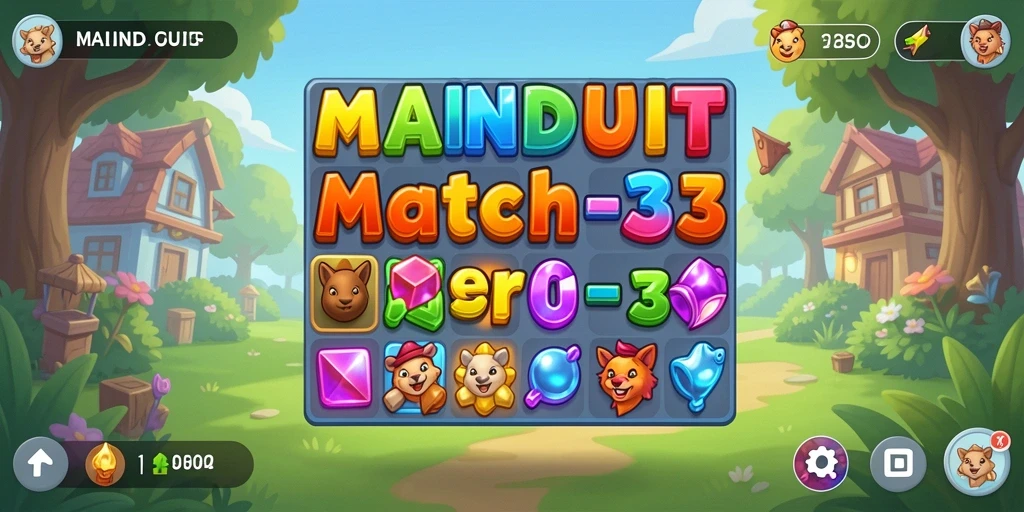 Gameplay seru di MAINDUIT dengan pencocokan permata berwarna-warni.