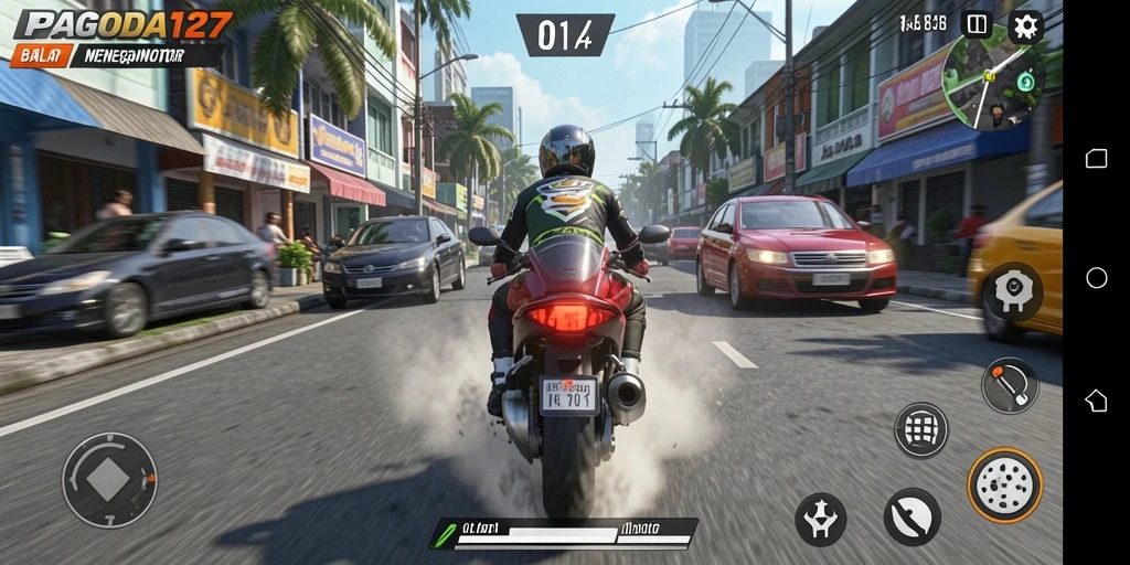 Tampilan aksi balap motor yang mendebarkan di PAGODA127.