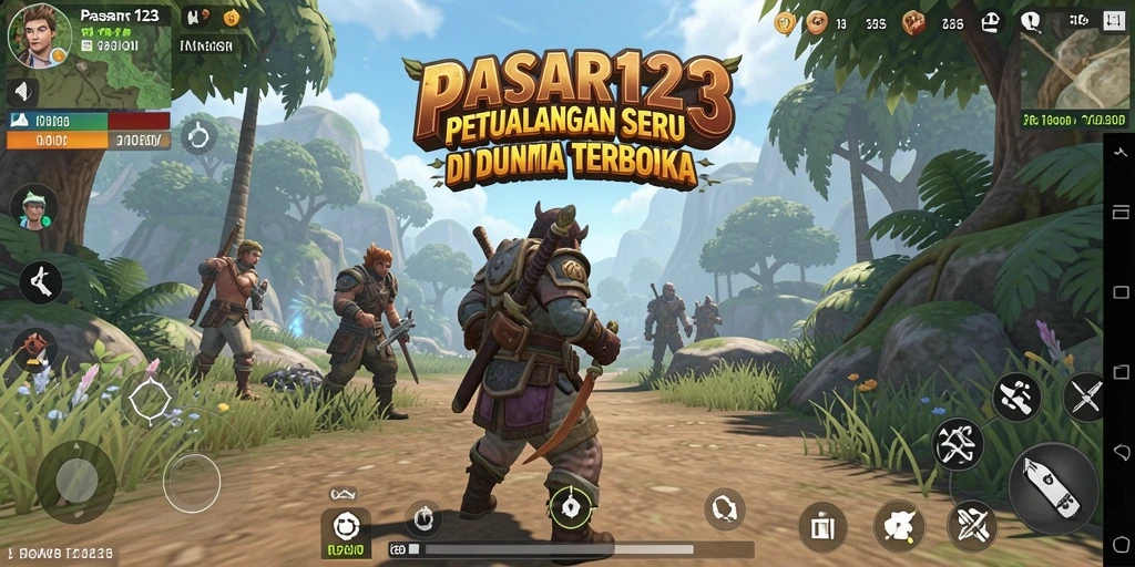 Tangkapan layar gameplay PASAR123 menunjukkan dunia terbuka yang indah dan mengasyikkan.