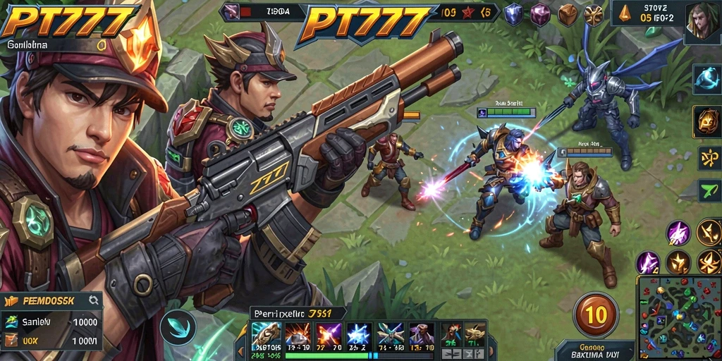 Screenshot gameplay PT777 yang menampilkan aksi seru dalam arena MOBA.