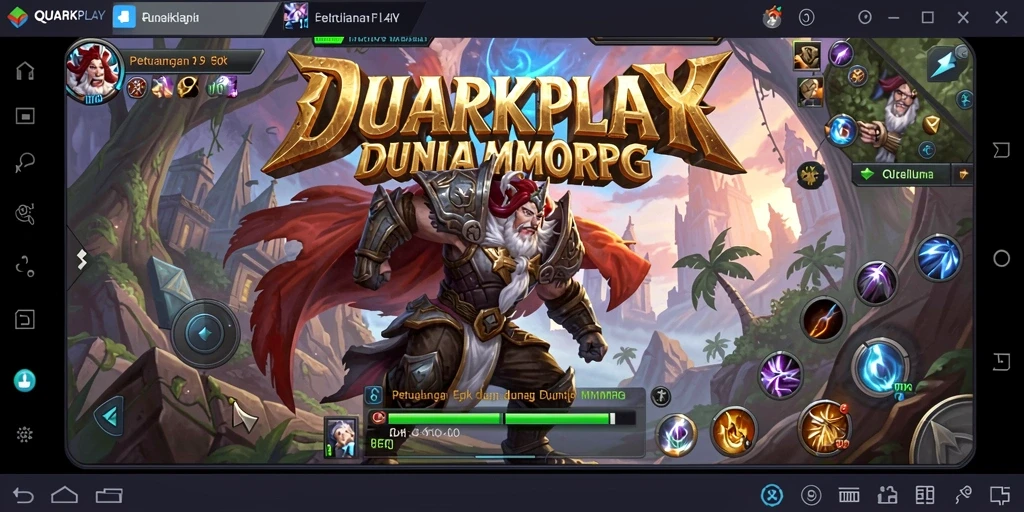 Tampilan gameplay epik dalam QUARKPLAY yang menampilkan pertarungan sengit.