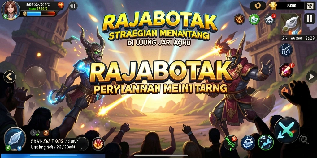 Screenshot gameplay RAJABOTAK menampilkan pertempuran strategi yang mendebarkan.