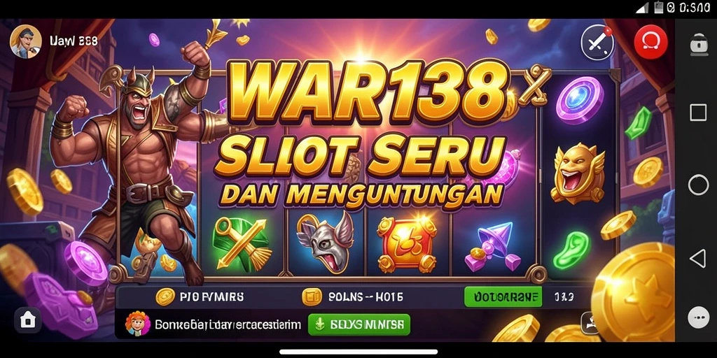 Screenshot gameplay WAR138 menampilkan momen seru dengan gulungan yang berputar.