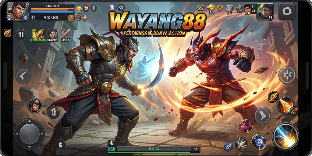 Tampilan screenshot WAYANG88 menunjukkan aksi bertarung yang menegangkan.